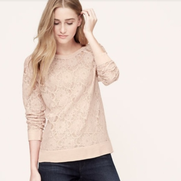 LOFT Tops - Loft Blush Pink Lace Pullover XSmall